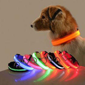 Glow-In-The-Dark Pet Collar For Dog & Cat; LED Dog Collar For Night Walking; USB charging (Color: Yellow, size: M)